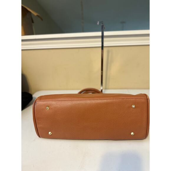 Onna Erhlich Bag Tan Cowhide Pebbled Leather Maya Satchel Tote Handbag - Picture 8 of 13